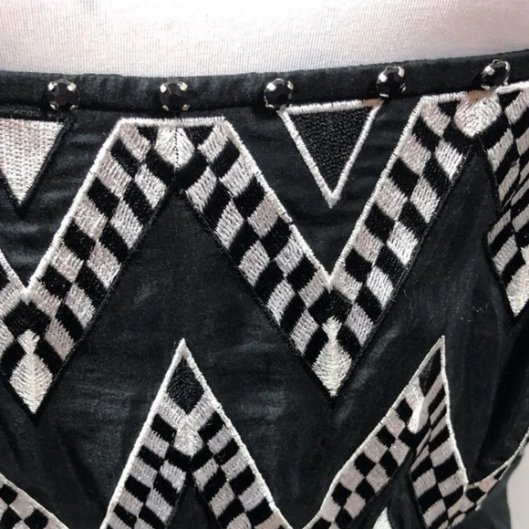 Anthropologie Leifnotes Black Silk Embroidered Whimsigoth Punk Dress Size 4 - Picture 4 of 9